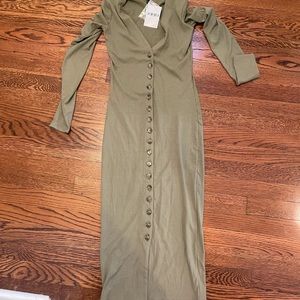Brand new olive green tight fitted midi dress
